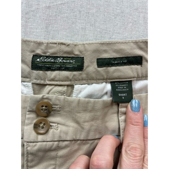 Eddie Bauer Beige Women Size 8 Short Blakely Fit Cotton Blend Preppy Chino Pants - Picture 3 of 6
